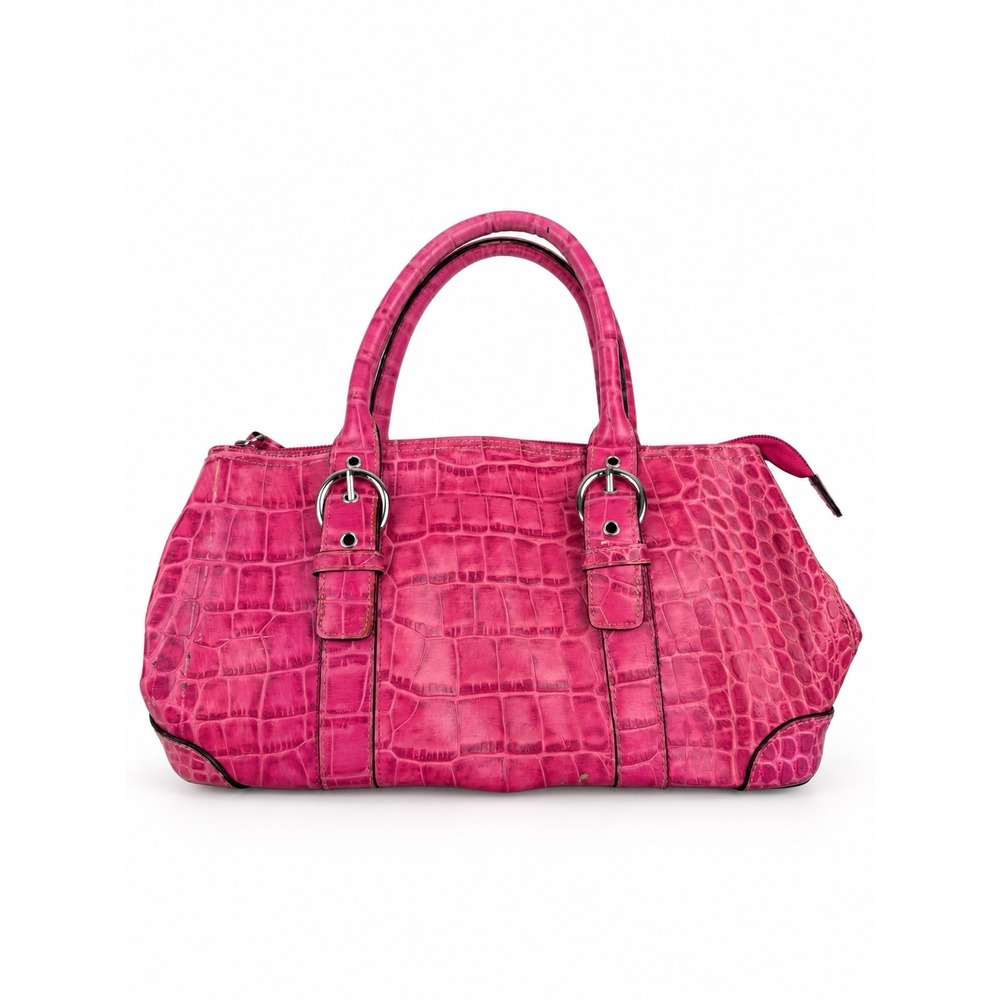 Relativity Vintage Y2K Pink Croc Barbiecore Embossed Leather Chic Shoulder Bag